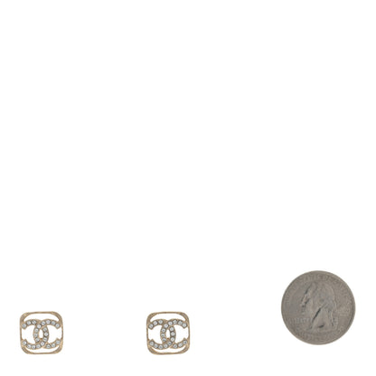 Chanel Crystal Square CC Earrings Gold 2 of 4