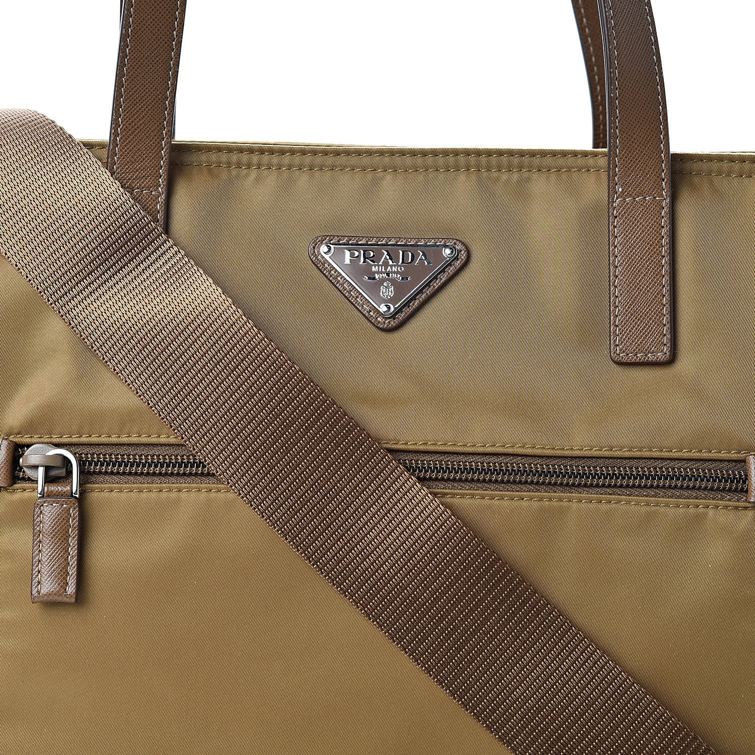Prada Tessuto Nylon Saffiano Vela Tote Tobacco 9 of 11