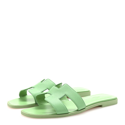 Hermes Epsom Oran Sandals 39 Vert Pomme 4 of 9