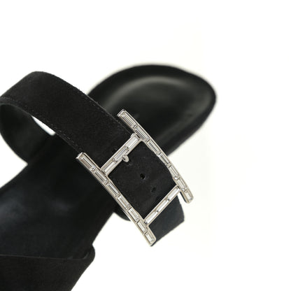 Hermes Suede Goatskin Blink Mules 37 Black 10 of 11