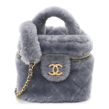 Chanel Shearling Lambskin Quilted Small Vanity Case Grey 1 of 11