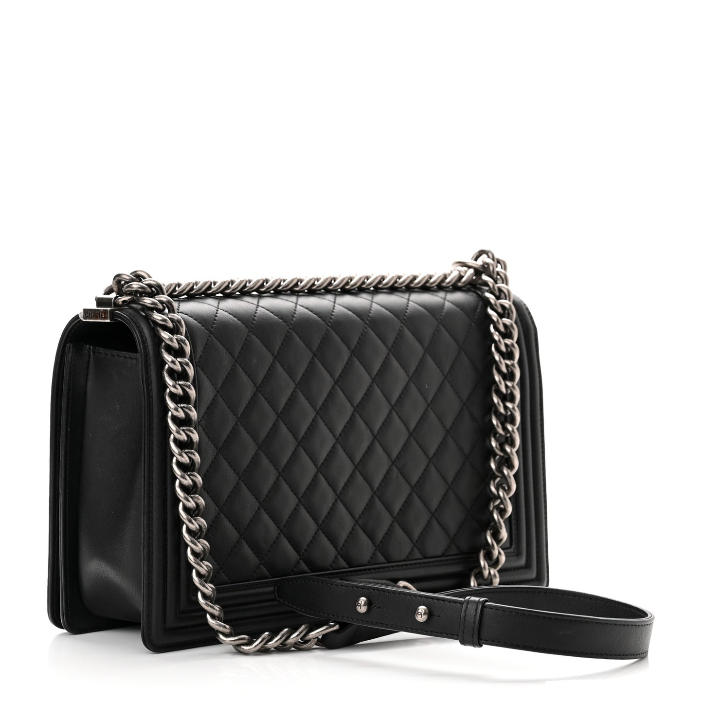 Calfskin Quilted New Medium Boy Flap Black