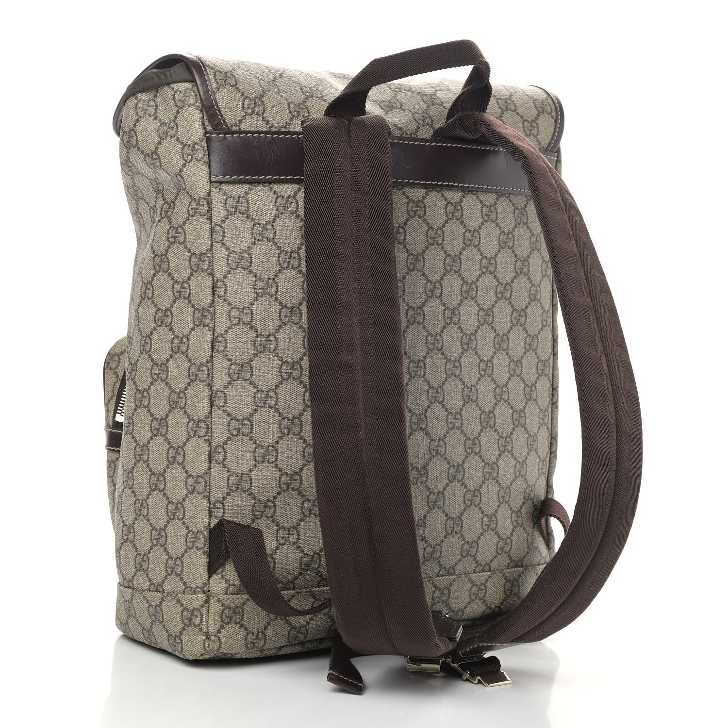 Gucci GG Supreme Monogram Medium Single Buckle Rucksack Backpack Beige Ebony Brown 3 of 9