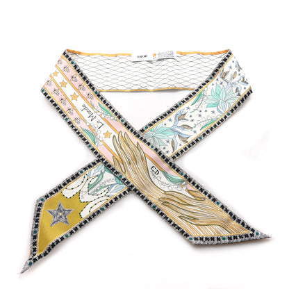 Christian Dior Silk Mitzah Le Monde Scarf White Multicolor 1 of 3