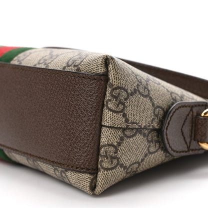 Gucci GG Supreme Monogram Textured Dollar Calfskin Web Small Ophidia Dome Shoulder Bag Beige Ebony New Acero 11 of 13
