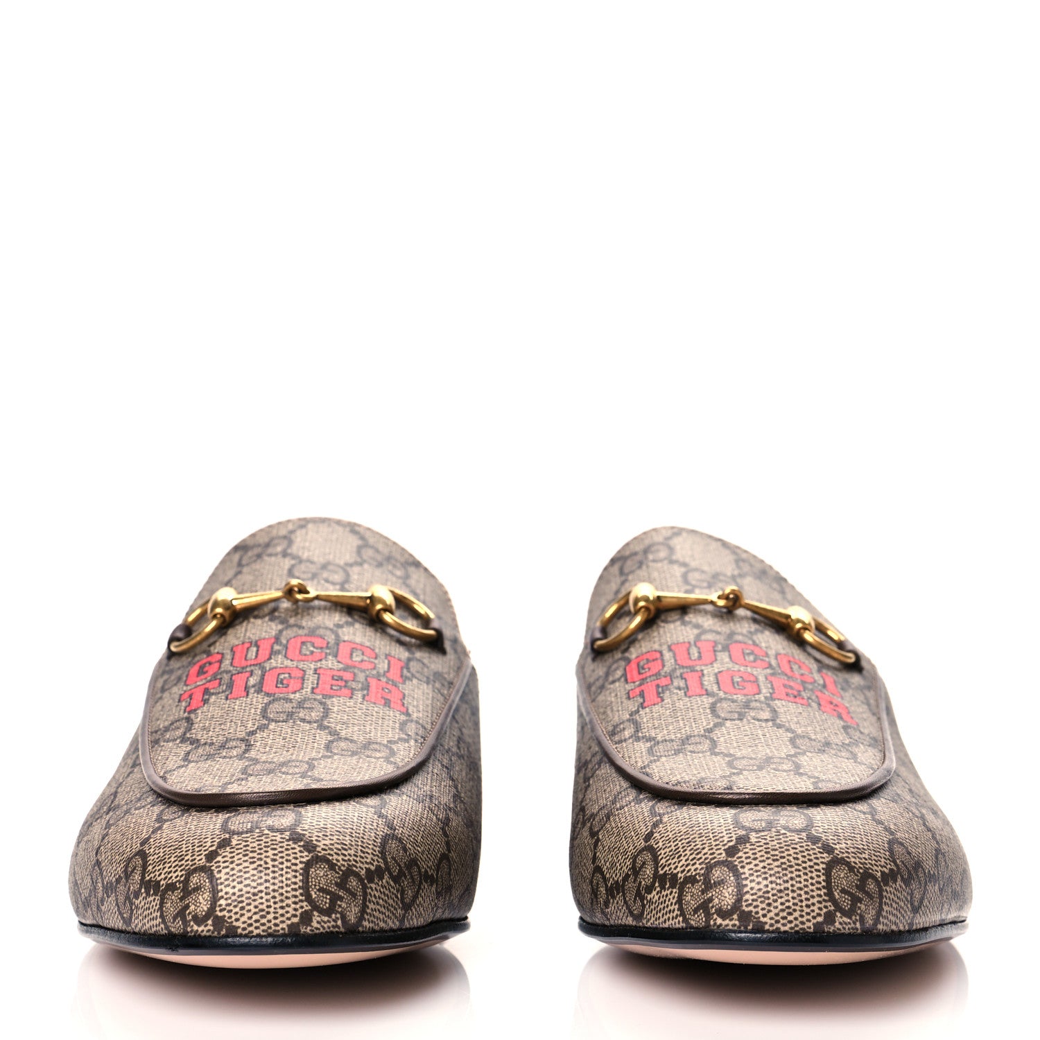 Gucci GG Supreme Monogram Tiger Womens Princetown Slippers 41 Beige Red 2 of 9