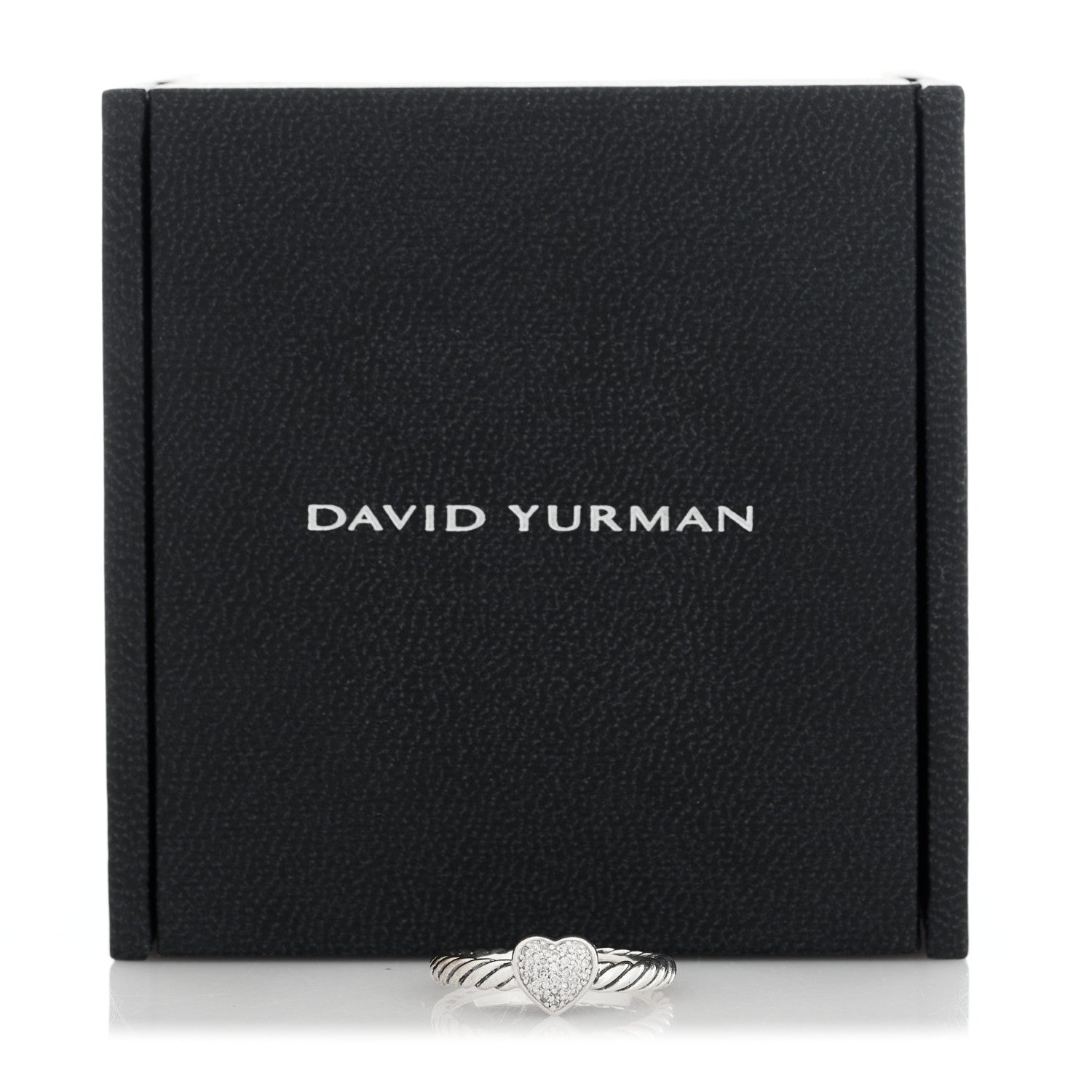 David Yurman Sterling Silver Diamond Cable Classics Heart Ring 48 4.5 5 of 5