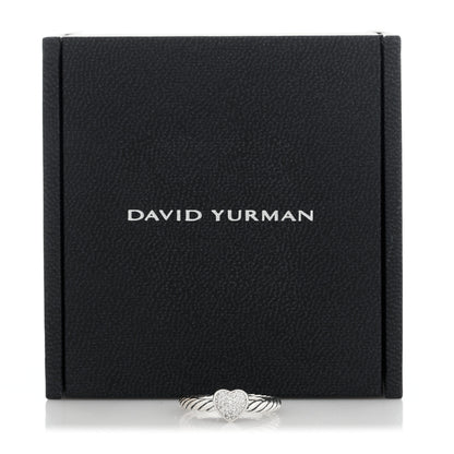 David Yurman Sterling Silver Diamond Cable Classics Heart Ring 48 4.5 5 of 5