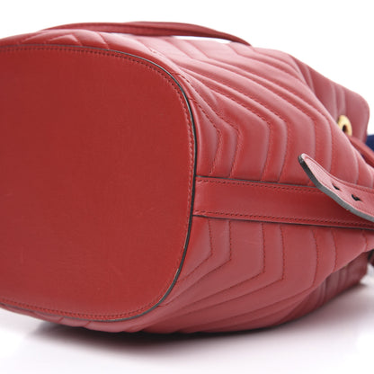 Gucci Calfskin Matelasse Sylvie Web GG Marmont Bucket Bag Hibiscus Red 13 of 15