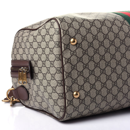 Gucci GG Supreme Monogram Textured Dollar Calfskin Web Medium Ophidia Carry-On Duffle Bag Beige Ebony New Acero 8 of 10
