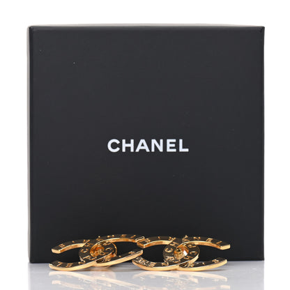 Chanel Metal Large Paris Button Earrings Gold 5 of 6