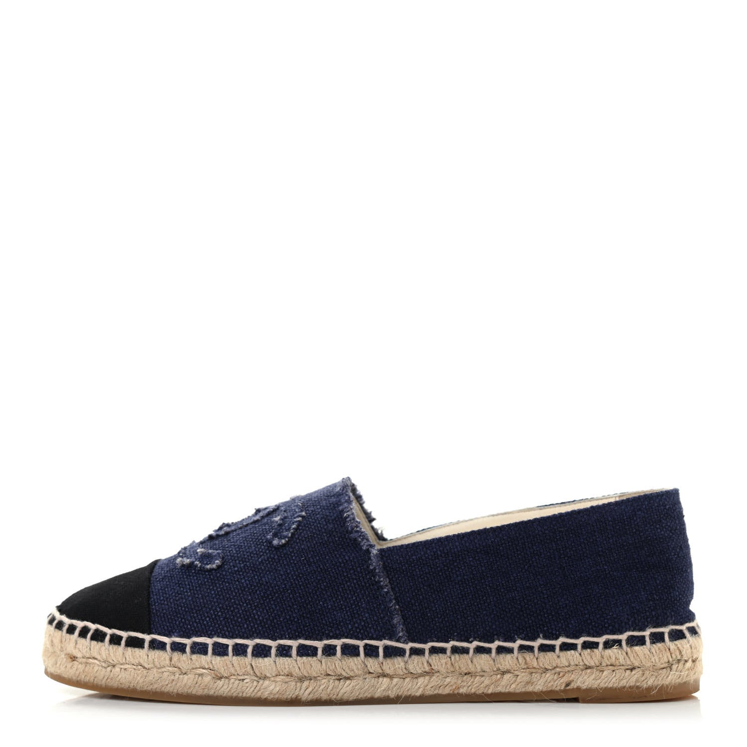 Chanel Denim Toile CC Espadrilles 40 Navy Black 1 of 7