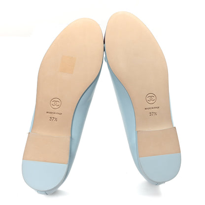 Chanel Lambskin Cap Toe CC Ballerina Flats 37.5 Blue Burgundy 6 of 10