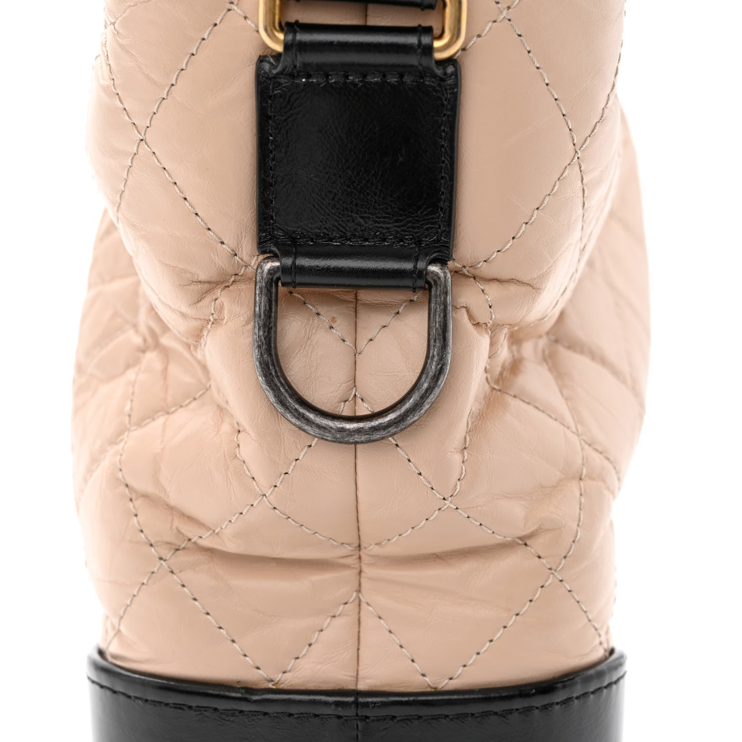 Chanel Aged Calfskin Quilted Medium Gabrielle Hobo Beige Black 13 of 19