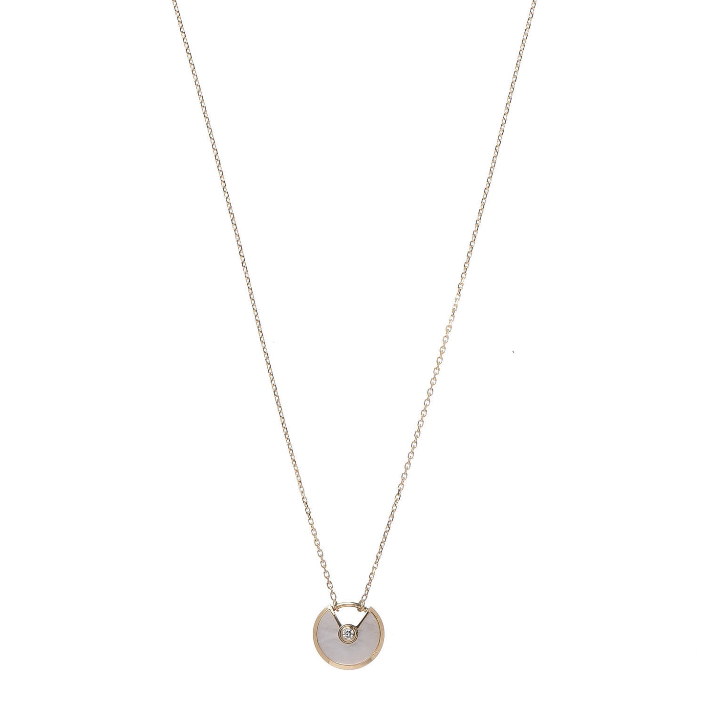 18K Yellow Gold Diamond Mother of Pearl XS Amulette de Cartier Pendant Necklace