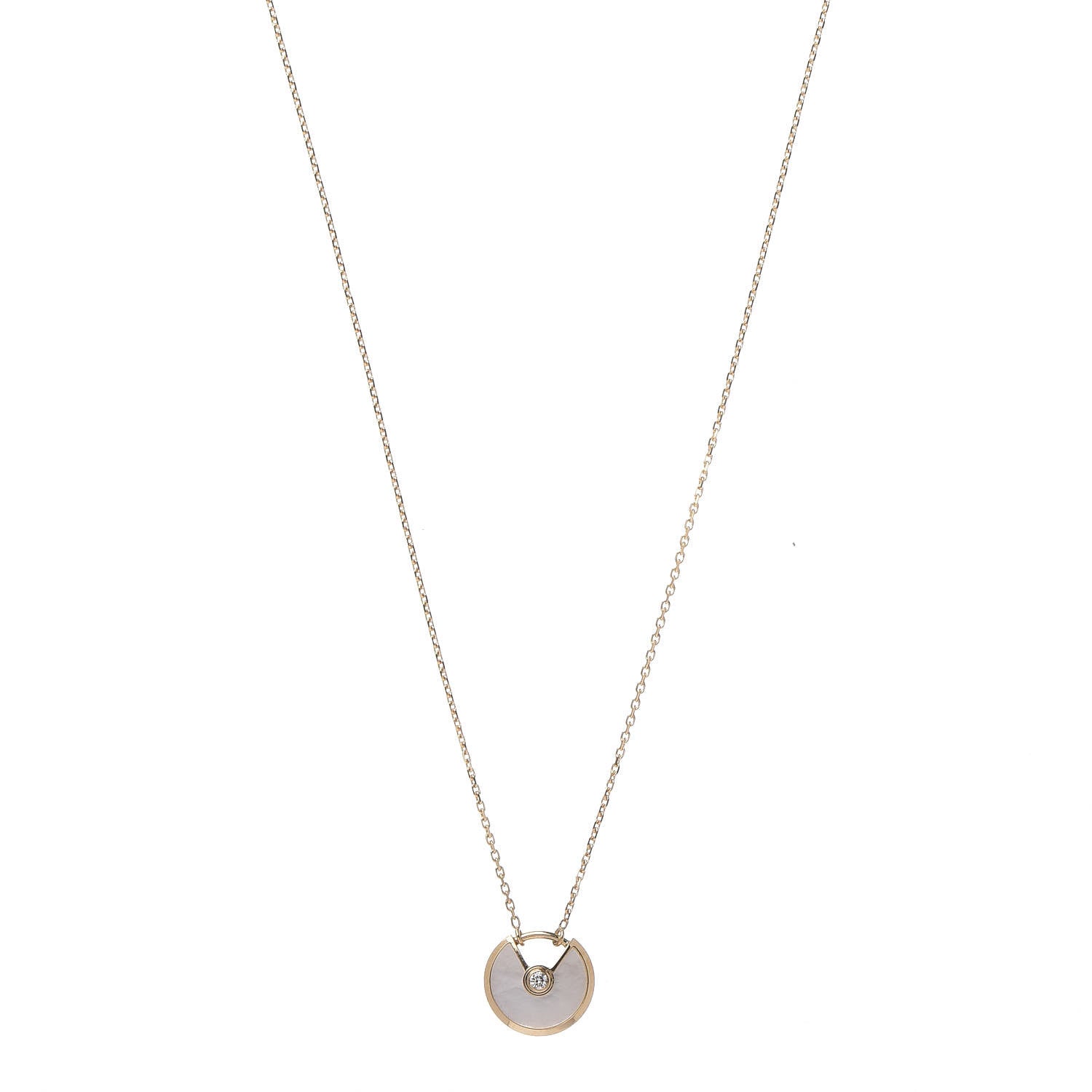 Cartier 18K Yellow Gold Diamond Mother of Pearl XS Amulette de Cartier Pendant Necklace 1 of 8