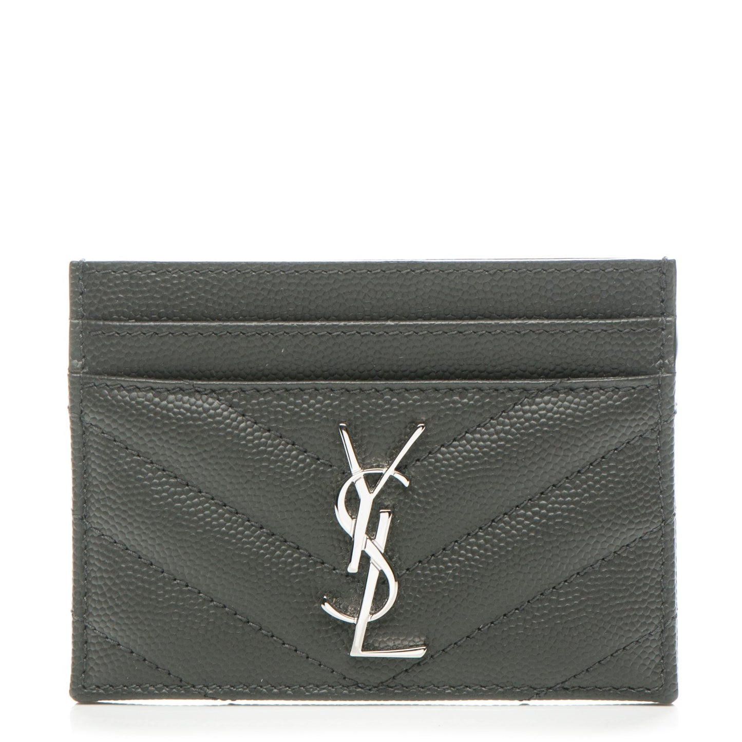 Grain De Poudre Matelasse Chevron Monogram Card Case Coal