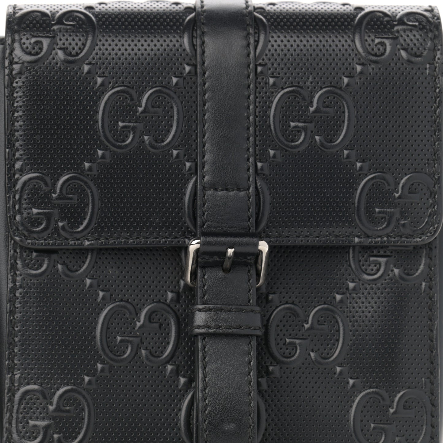 Calfskin GG Tennis Embossed 2 Detachable Pouch Belt Bag Black
