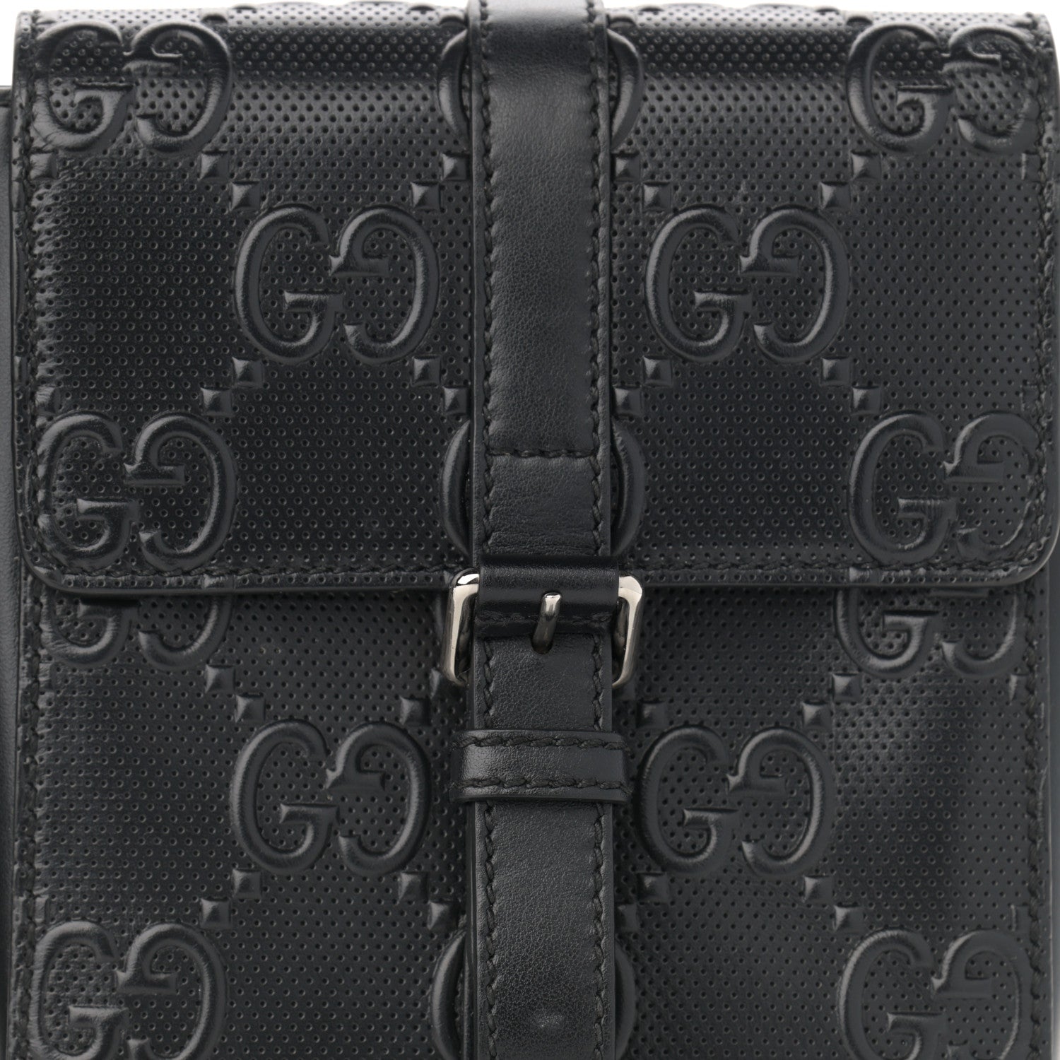 Gucci Calfskin GG Tennis Embossed 2 Detachable Pouch Belt Bag Black 9 of 11