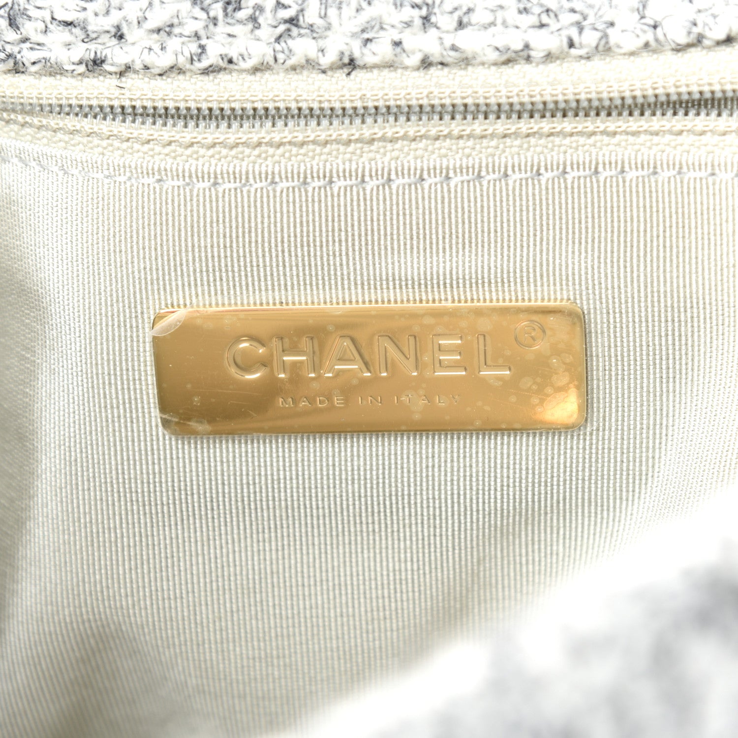 Chanel Tweed Quilted Medium Chanel 19 Flap Grey Ecru 6 of 11