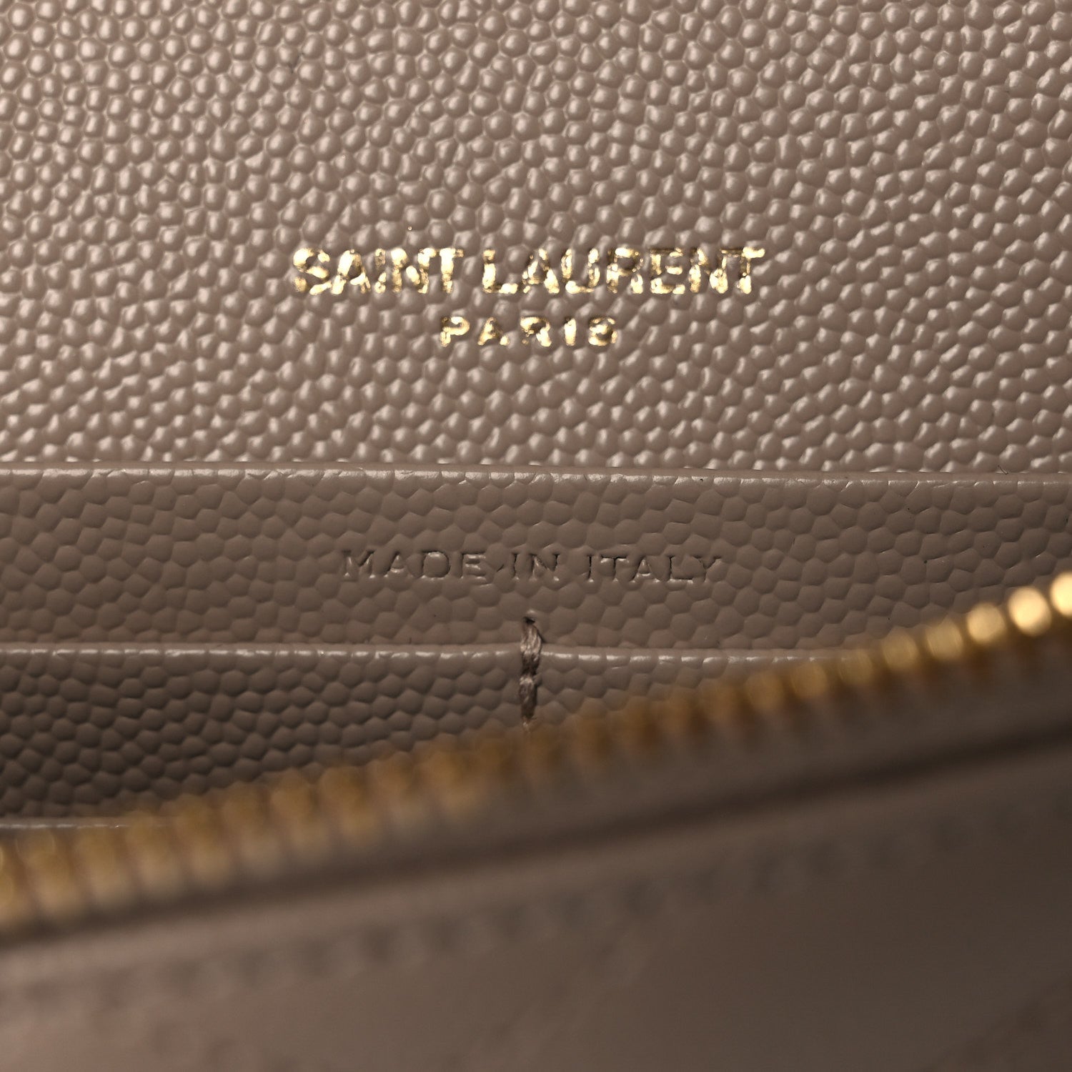 Saint Laurent Grain De Poudre Matelasse Chevron Monogram Envelope Chain Wallet Dark Beige 6 of 11