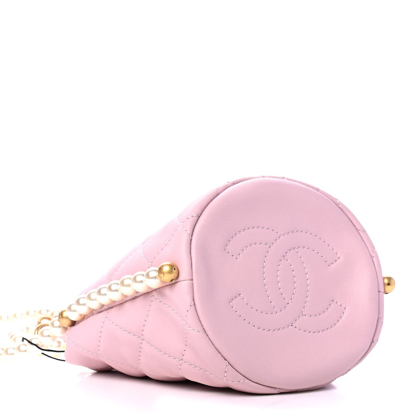 Calfskin Quilted Pearl Mini About Pearls Drawstring Bucket Light Pink