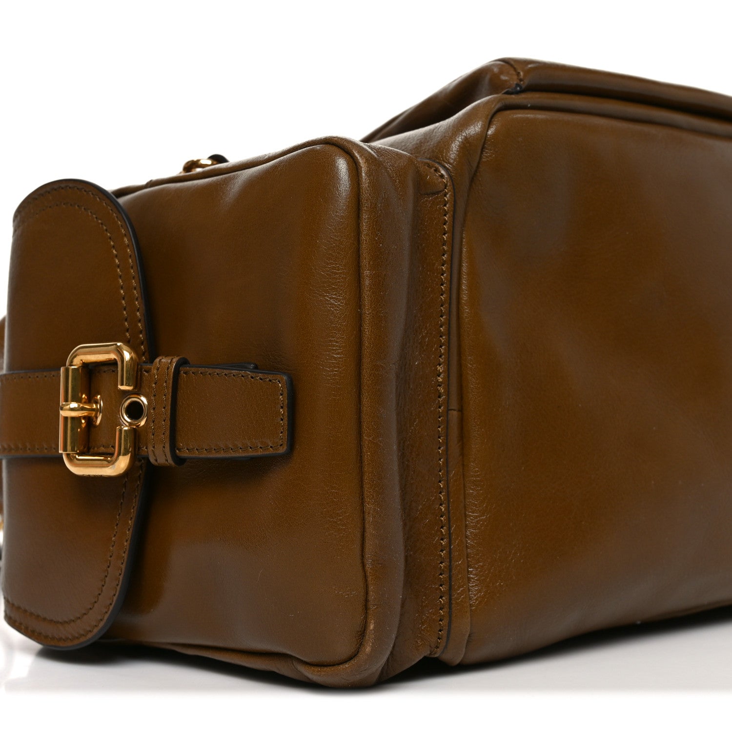 Chloe Shiny Calfskin Large Double Carry Camera Bag Dark Khaki 9 of 10