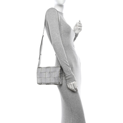 Bottega Veneta Metallic Lambskin Maxi Intrecciato Cassette Crossbody Bag Silver 2 of 13
