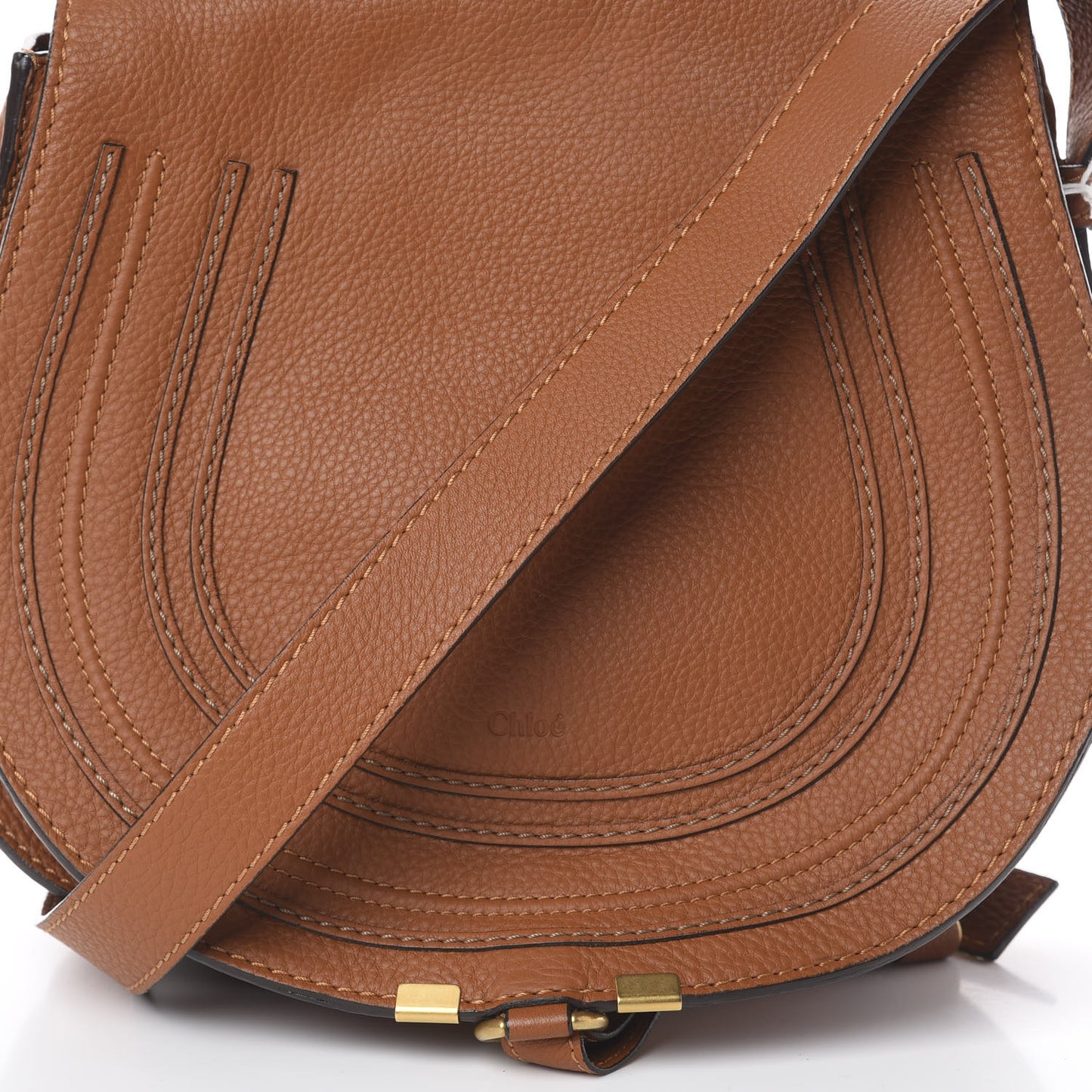 Calfskin Medium Marcie Round Crossbody Bag Tan