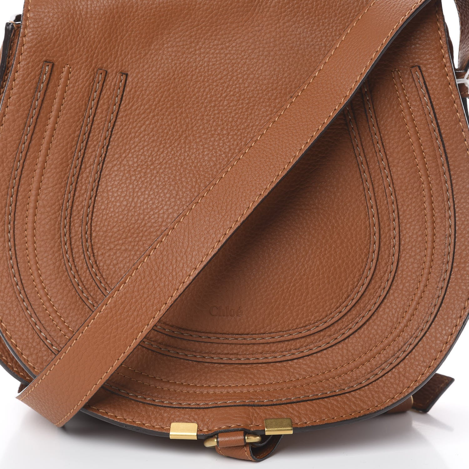 Chloe Calfskin Medium Marcie Round Crossbody Bag Tan 9 of 9