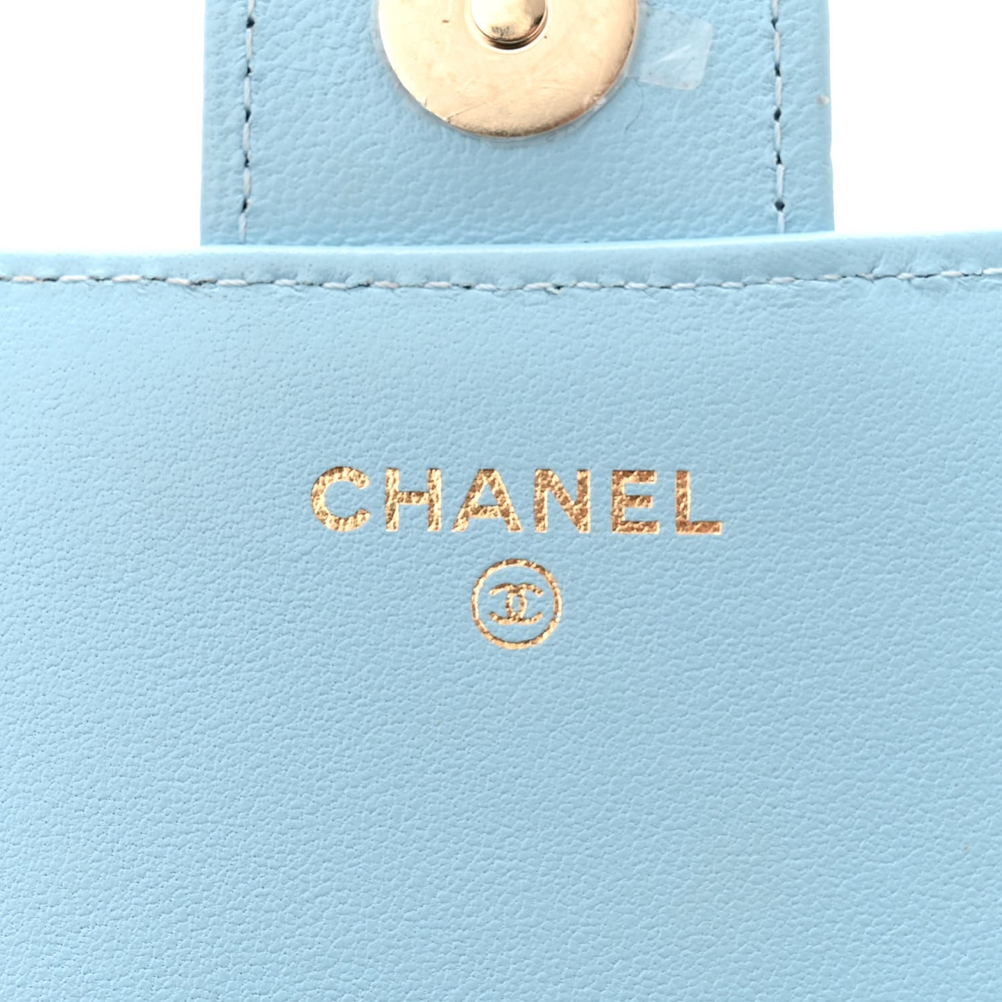 Lambskin Quilted Flap Phone Holder With Chain Dark Blue Light Blue