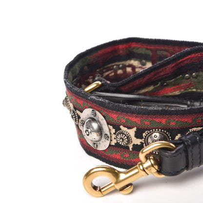 Christian Dior Canvas Embroidered Studded Bohemian Shoulder Strap Red 5 of 6