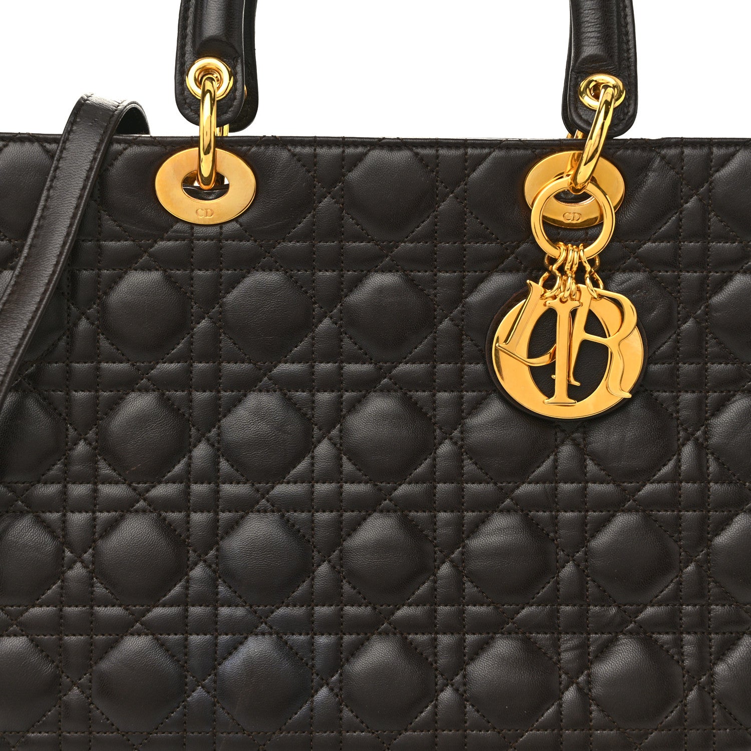 Christian Dior Lambskin Cannage Large Lady Dior Brown 8 of 10