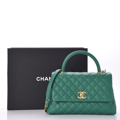 Chanel Caviar Quilted Small Coco Handle Flap Green 10 of 14