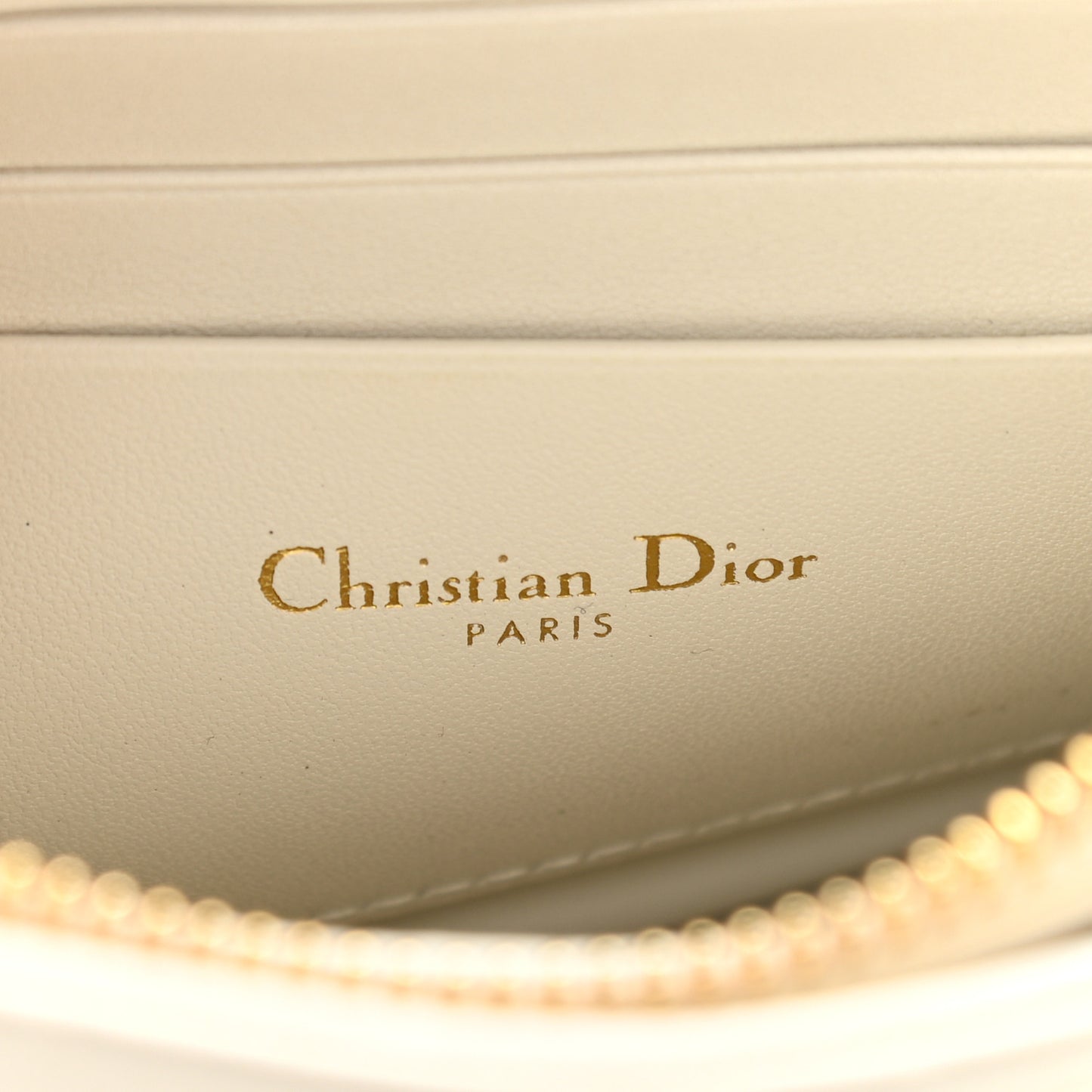 Calfskin Cannage Caro Zipped Pouch With Chain Latte