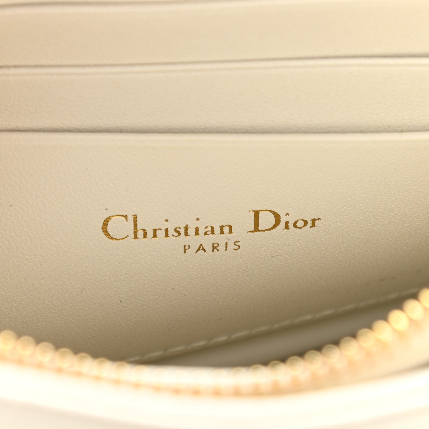 Christian Dior Calfskin Cannage Caro Zipped Pouch With Chain Latte 6 of 10