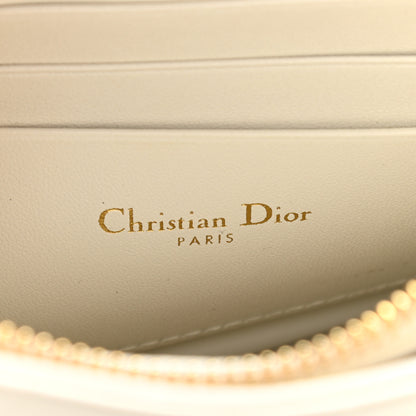 Christian Dior Calfskin Cannage Caro Zipped Pouch With Chain Latte 6 of 10