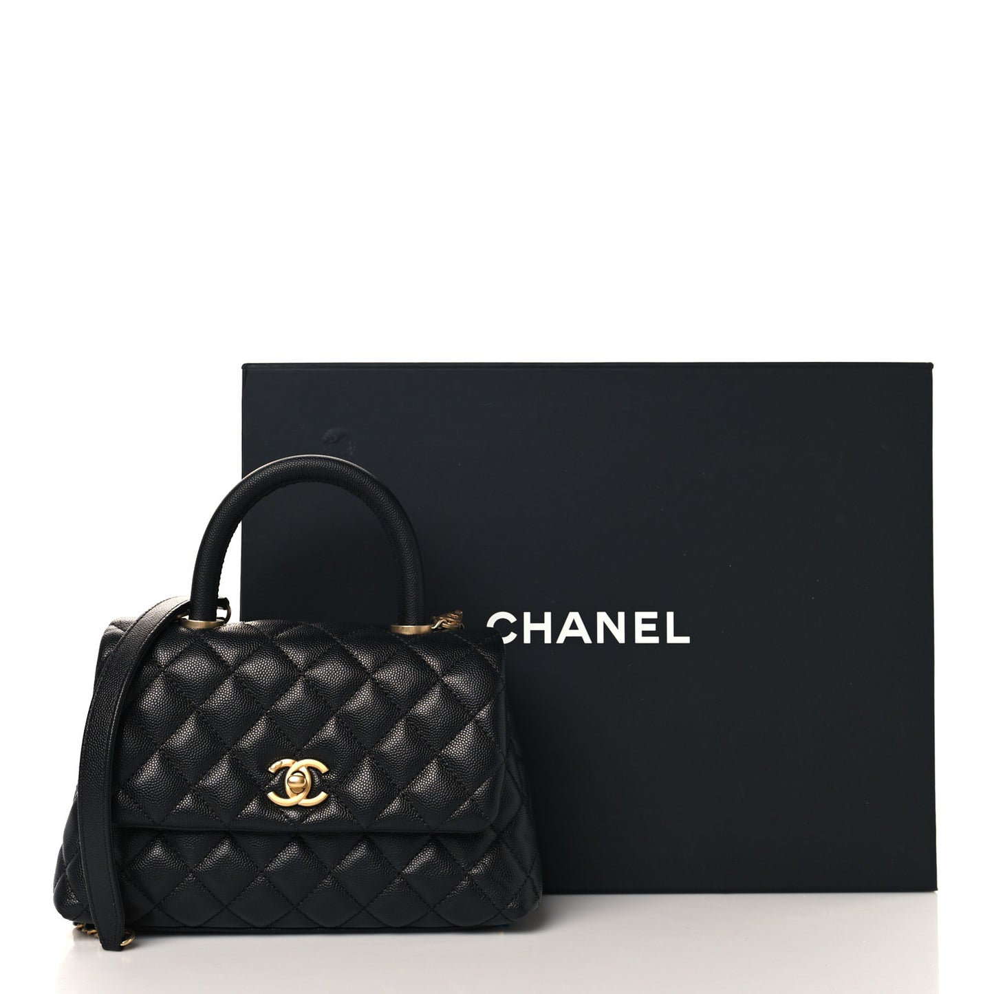 Caviar Quilted Mini Coco Handle Flap Black