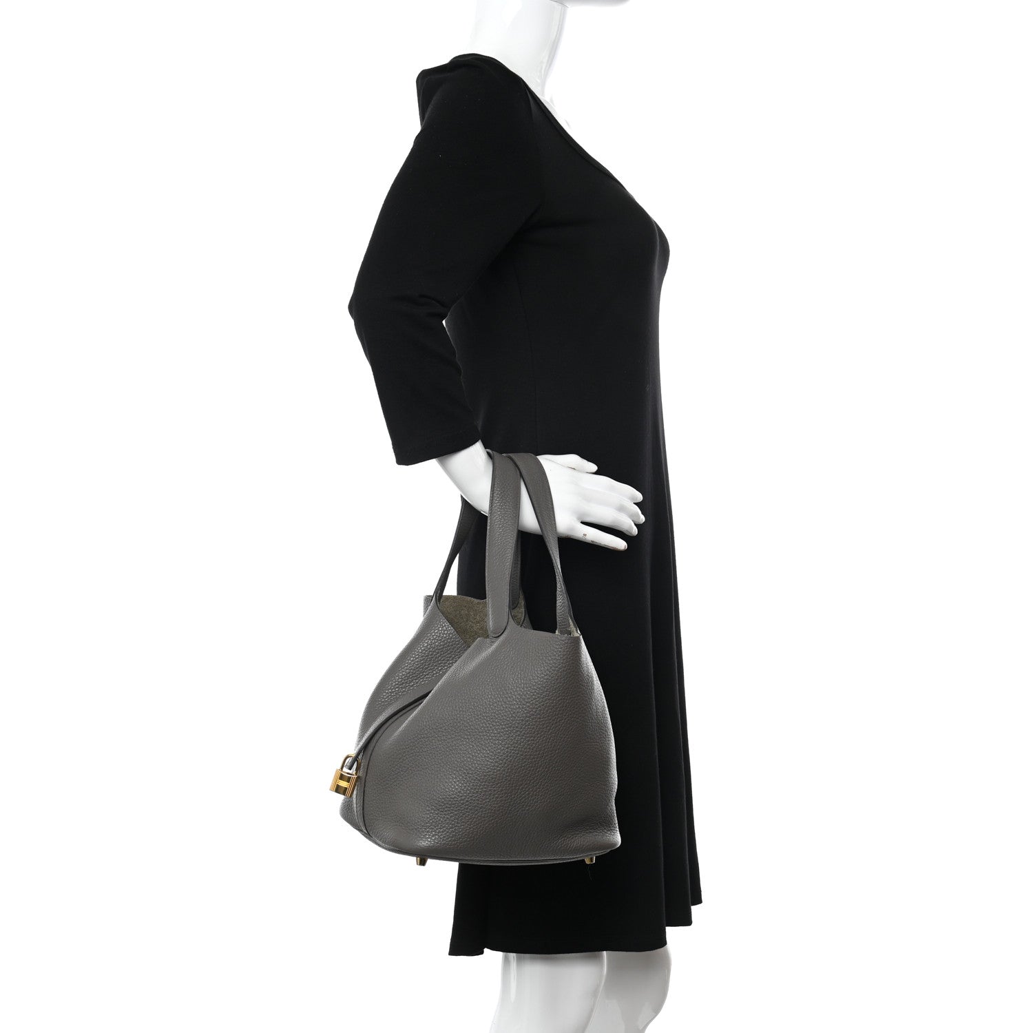 Hermes Taurillon Clemence Picotin Lock 22 MM Etain 2 of 11