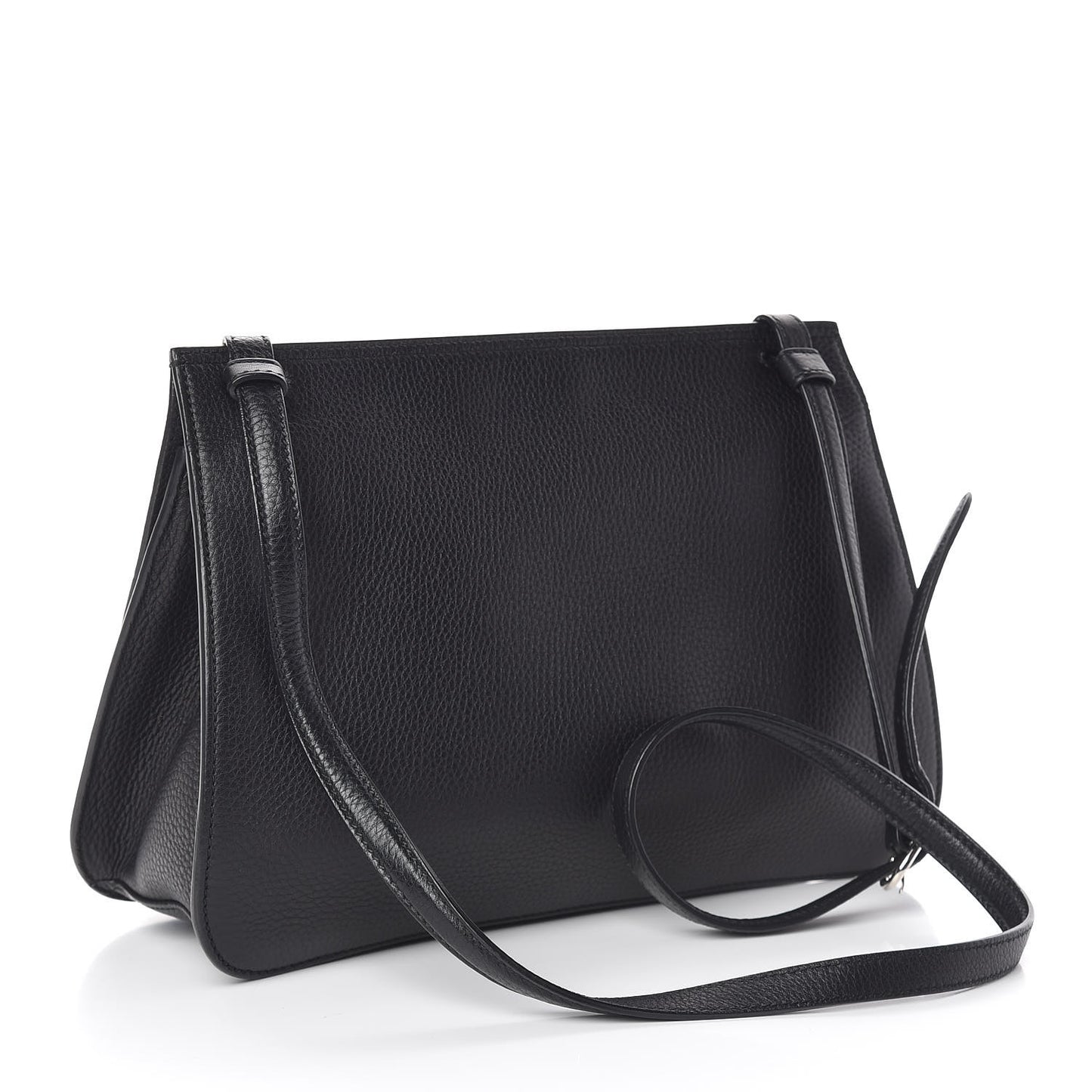 Pebbled Calfskin Medium Bamboo Daily Flap Shoulder Bag Black