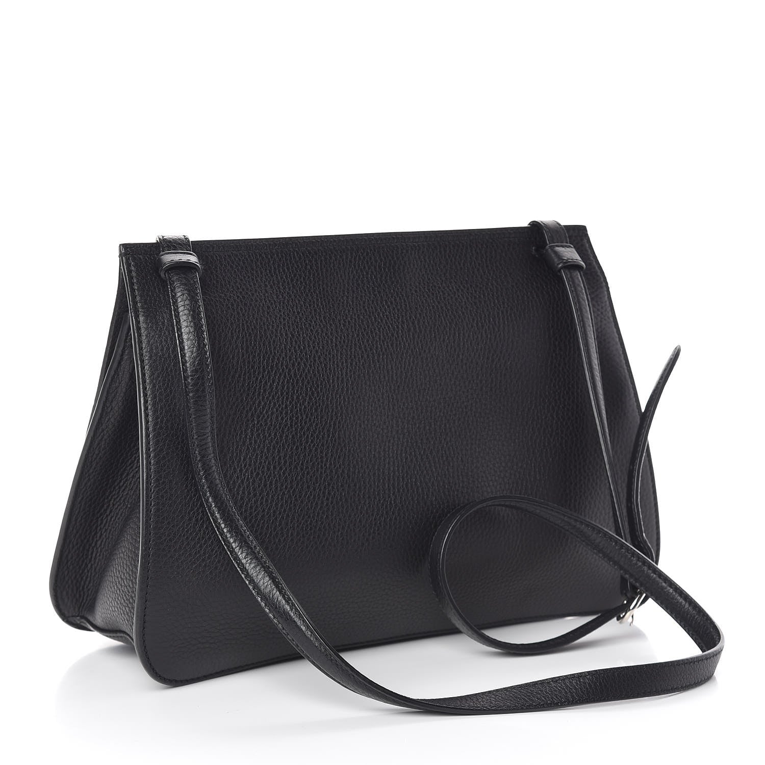 Gucci Pebbled Calfskin Medium Bamboo Daily Flap Shoulder Bag Black 3 of 10
