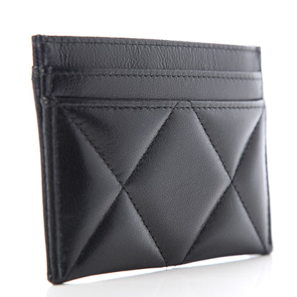 Chanel Shiny Goatskin Quilted Chanel 19 Card Holder Black 3 of 9