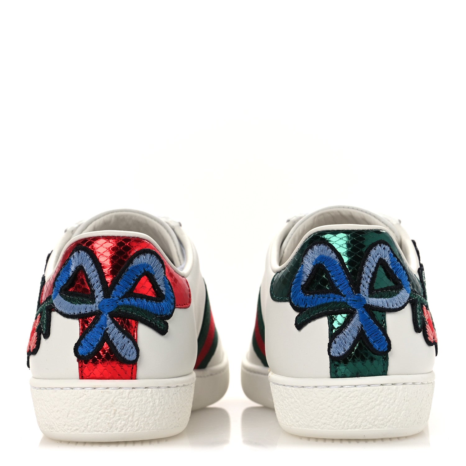 Gucci Calfskin Web Floral Embroidered Womens Ace Sneakers 35 White 6 of 11