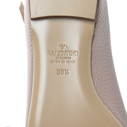 Valentino Garavani Pebbled Calfskin Rockstud Ankle Strap Ballerina Flats 38.5 Poudre 6 of 11