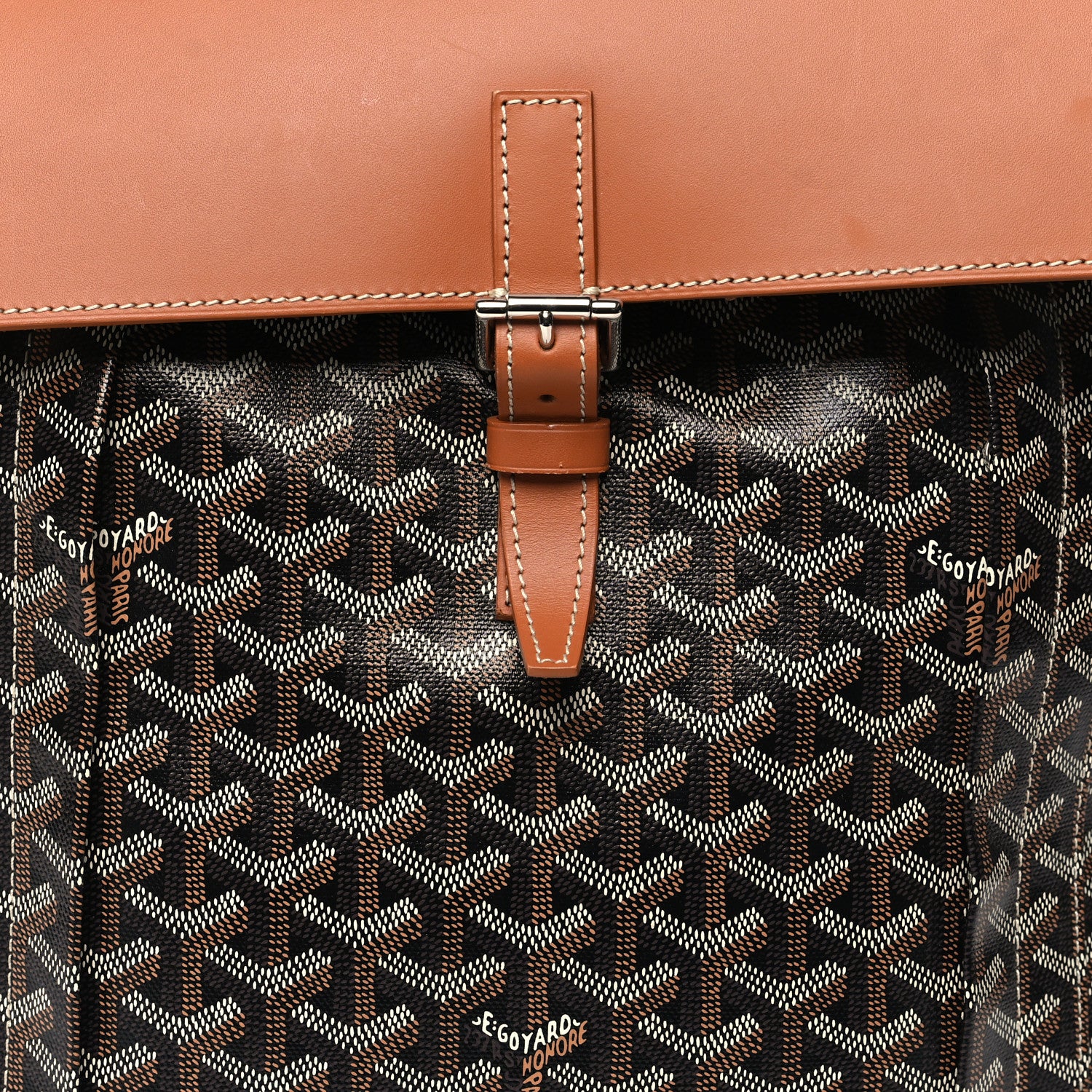 Goyard Goyardine Calfskin Alpin MM Backpack Gold Black 7 of 15