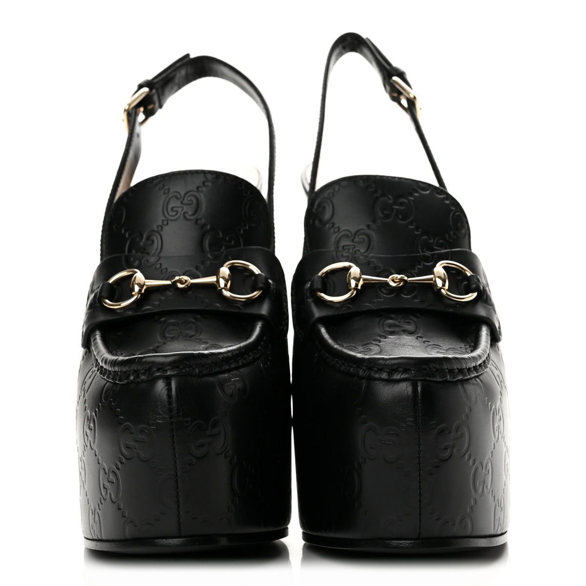 Guccissima Horsebit Platform 70/160mm Slingback Mules 38.5 Black