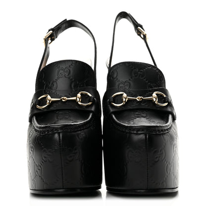 Gucci Guccissima Horsebit Platform 70/160mm Slingback Mules 38.5 Black 3 of 10