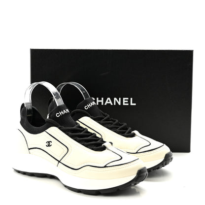Chanel Calfskin Mixed Fibers CC Sneakers 39.5 Ivory Black 10 of 10