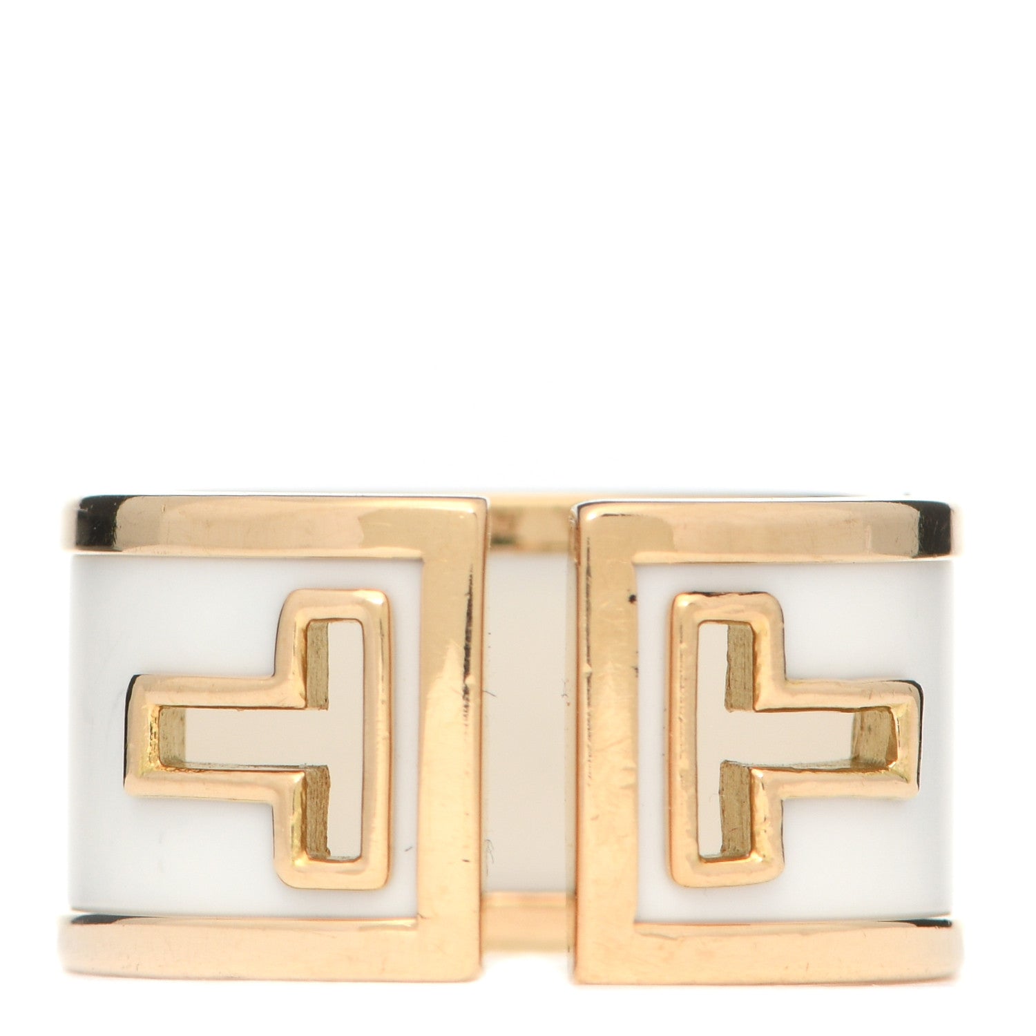 Tiffany 18K Yellow Gold White Ceramic T Cutout Ring 52 6 1 of 5