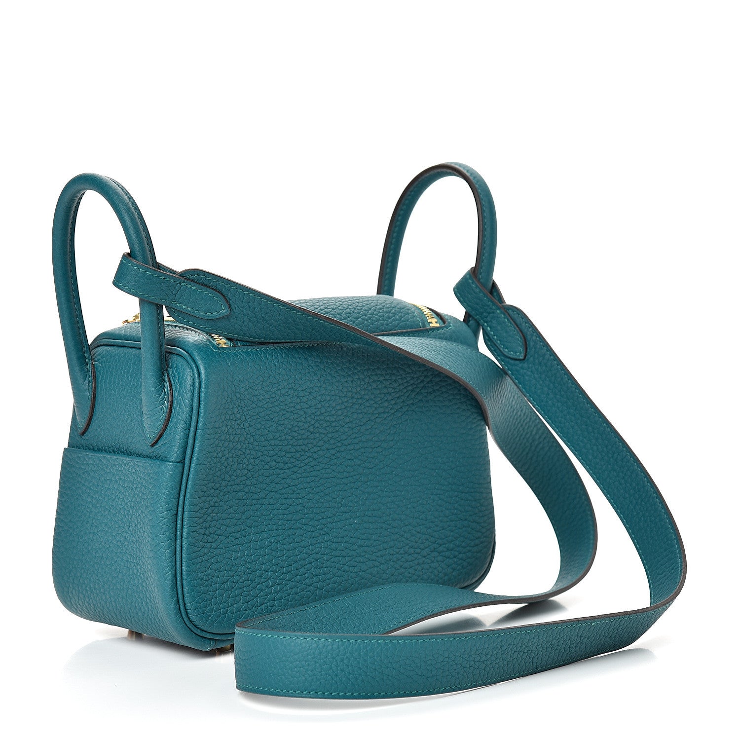 Hermes Taurillon Clemence Mini Lindy 20 Vert Bosphore 2 of 10